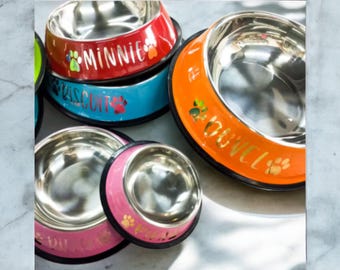 Personalized Stainless Steel Dog Bowl - Custom Pet Food & Water Dish - Puppy Gift Idea