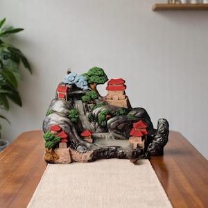 Handmade Giant Mountain Backflow Incense Burner – Zen Waterfall Aroma Decor