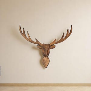 Large Wooden Deer Head Wall Decor (140x110 cm) | Rustic Home Accent | Unique Art Piece