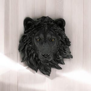 Handmade Black Lion Head Wall Decor – 23x9.5x19 cm