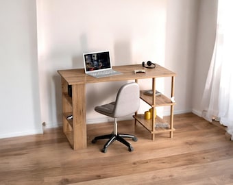 Handmade 4-Shelf Desk with Wooden Legs