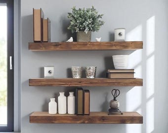 Handmade Wooden 3-Tier Wall Shelf – Rustic Floating Shelf System (70x15 cm)