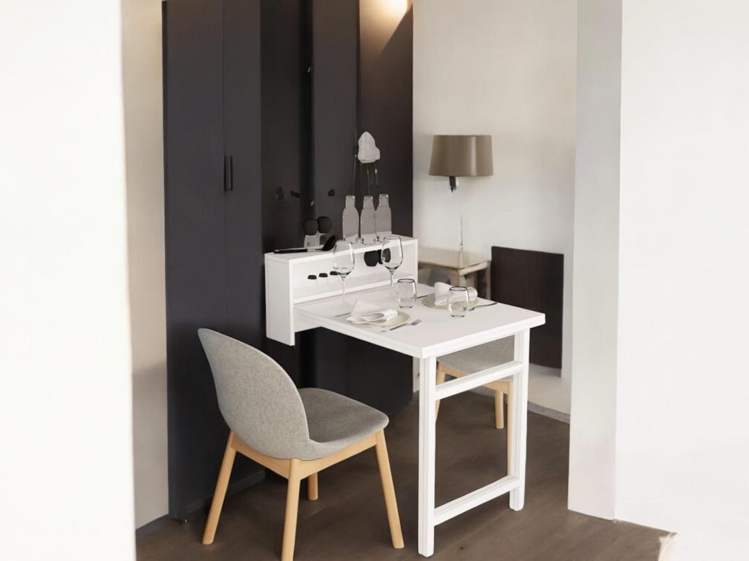 Handmade Solid Wood Wall Mounted Foldable Table | Space Saving Dining ...