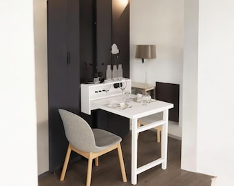 Handmade Solid Wood Wall Mounted Foldable Table | Space Saving Dining & Kitchen Table