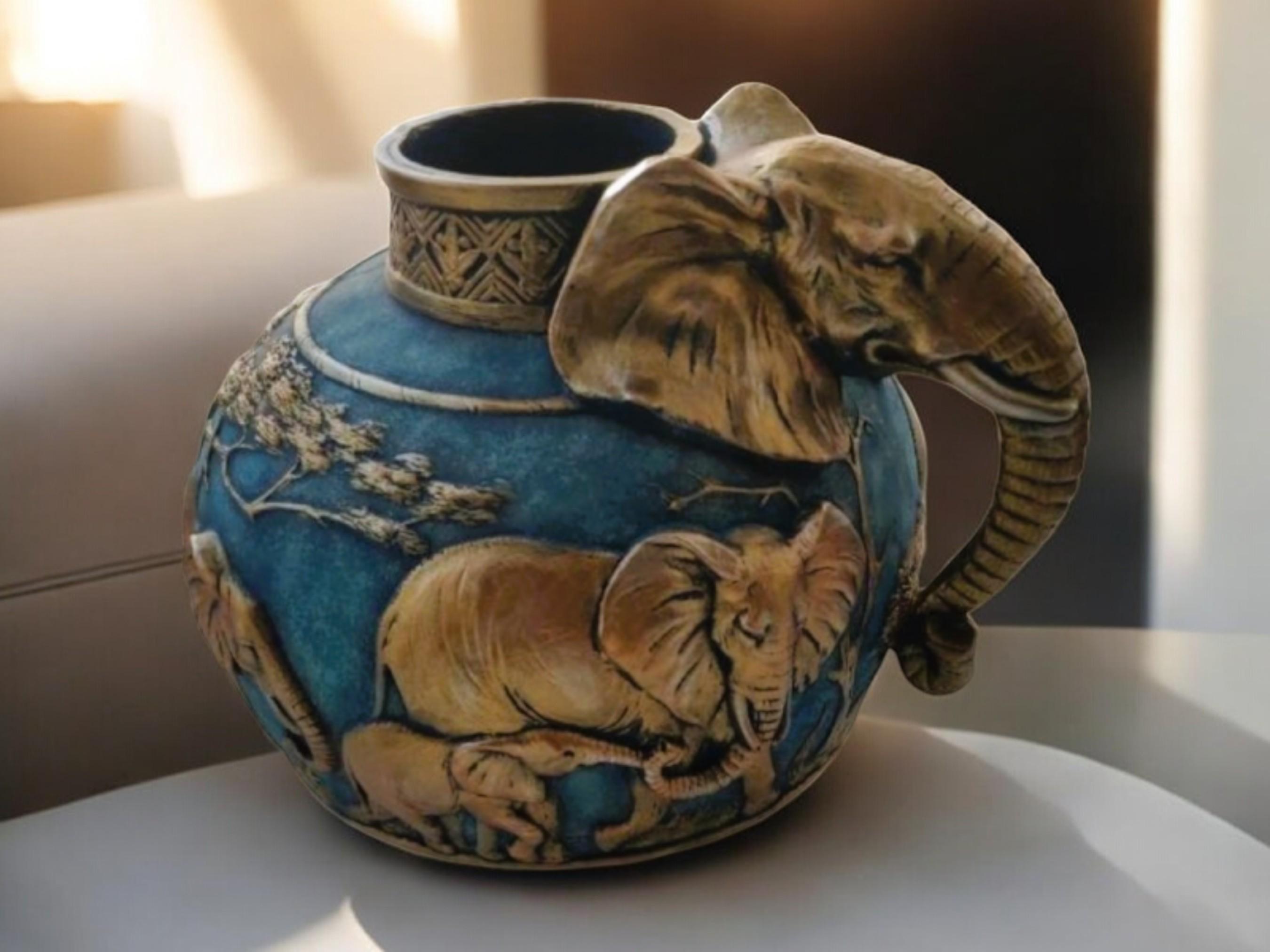 Blue Elephant Vase - Etsy
