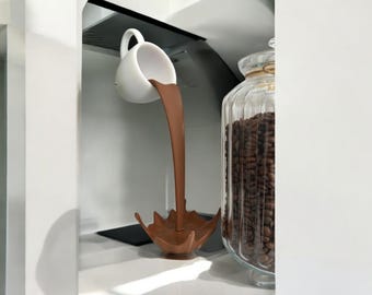 Handmade 3D Spilled Coffee Decor – Unique Coffee Corner Accent, 28x10cm