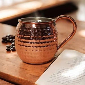 Caneca de cobre feita à mão – 360ml, copos tradicionais gravados