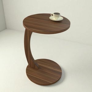 Handmade Round C-Shaped Side Table with Wheels – Modern Sofa Laptop Table – Nesting End Table for Living Room or Office