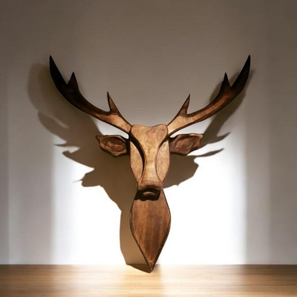 Handmade Wooden Deer Head Wall Decor | Rustic Home Accent | Unique Wall Art