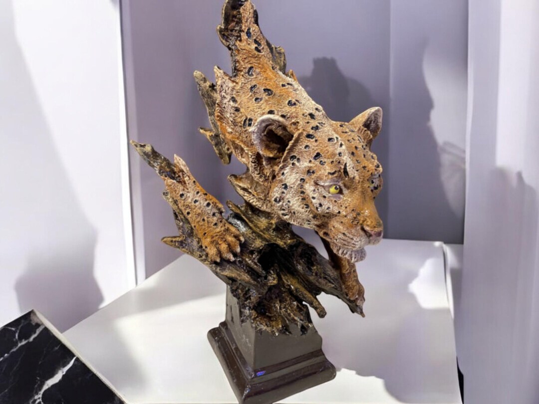 Handmade Leopard Bust | Unique Animal Sculpture | Chic Home Decor - Etsy