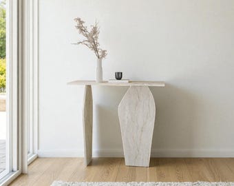 Handmade Travertine Pattern Console Table | Modern Entryway Table