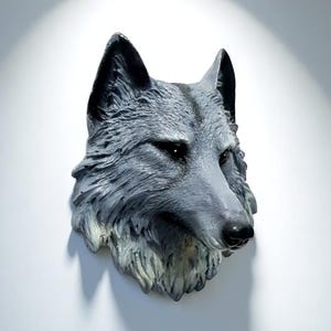 Handgemachte Wolfskopf Skulptur 20 x 20 cm