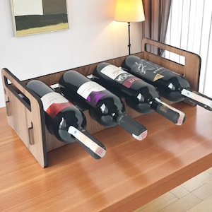 Handmade 4-Bottle Wooden Wine Rack – Rustic Wall Mounted Wine Holder 40x30cm (15.7&quot;x11.8&quot;)