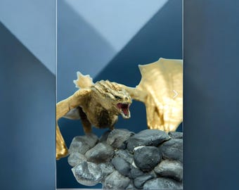 Handmade 3D Dragon Figurine – Fantasy Decor, Mythical Creature Statue (26cm)