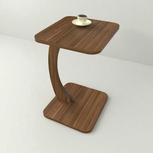 Handmade Square C-Shaped Side Table with Wheels – Modern Sofa Laptop Desk – Nesting End Table for Living Room or Office