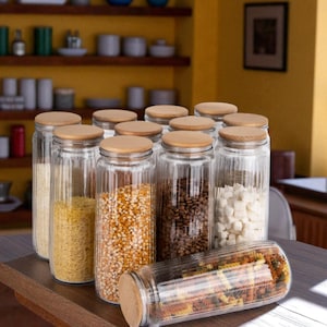 Handmade 12-Piece Glass Jar Set – 1500 ml Vacuum-Lid Storage Containers for Pantry & Kitchen