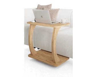 Mesa para portátil en forma de C hecha a mano: mesa auxiliar para sofá, bandeja de desayuno, escritorio de cama y estación de trabajo.