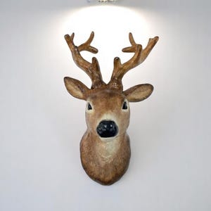 Handmade Decorative Deer Head Wall Sculpture – Rustic Wall Art 30x17cm