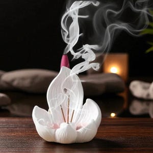 Handmade Lotus Backflow Incense Burner & Stick Holder – Modern Ceramic Incense Holder