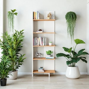 Handmade 5-Tier Wooden Bookshelf – Modern Decorative Storage & Display Rack