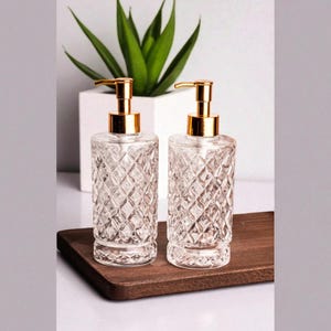 Handmade Glass Soap Dispenser Set – 2-Pack 250ml Refillable Bottles for Kitchen & Bathroom