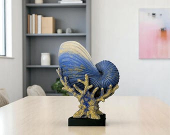 Handmade Coral Seashell Vase Decor – Coastal Ocean Theme 27x21cm