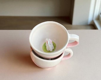 Handmade Bunny Mug – Cute Ceramic Rabbit Cup 250 ml (8.4 oz)