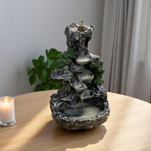 Handmade Decorative Backflow Incense Burner – Artisan Zen Smoke Fountain 28x13 cm