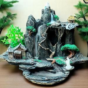 Handmade Mountain Waterfall Backflow Incense Burner – Relaxing Zen Home Decor