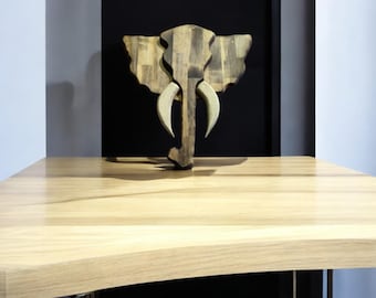 Handgemaakte houten olifant silhouet – decoratieve muurkunst 50 x 55 cm