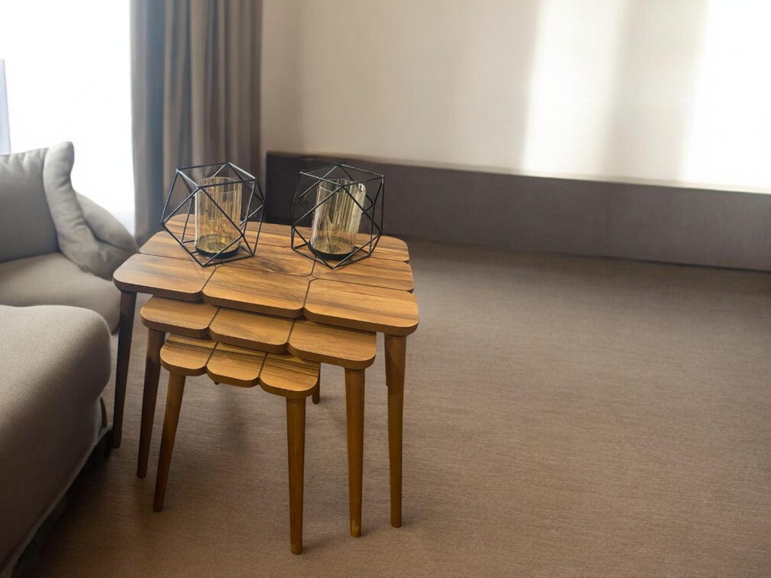 Handmade 3-piece Nesting Coffee Table Set | Wooden Side Tables | Modern ...