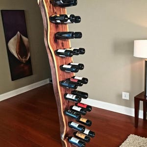 Handmade Rustic Wood Wine Rack – Natural Wall-Mounted Bottle Holder (180x30 cm)