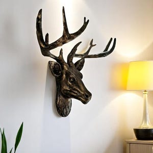 Handmade Large Deer Wall Sculpture – Rustic Decorative Stag Head 50x50cm