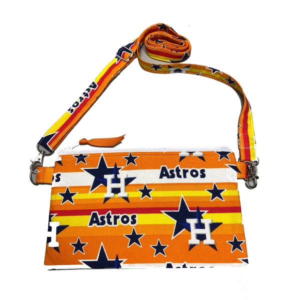 Houston Astros 9"x5" rainbow stripe cross body purse, stadium size