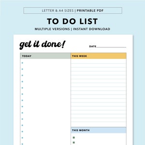 Printable Funny To Do List, Priorities Tracker, Day Week Month Planner (Letter, A4)