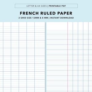 フランス語罫線紙セット | 手書き練習シート、カリグラフィー、失読症、ホームスクールワークシート、クレールフォンテーヌ・セイズ、印刷可能