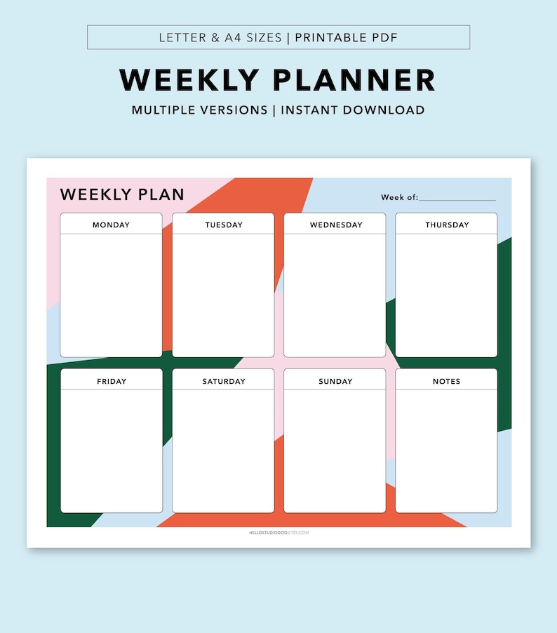 Printable Weekly Planner, Work From Home Productivity Organizer ...