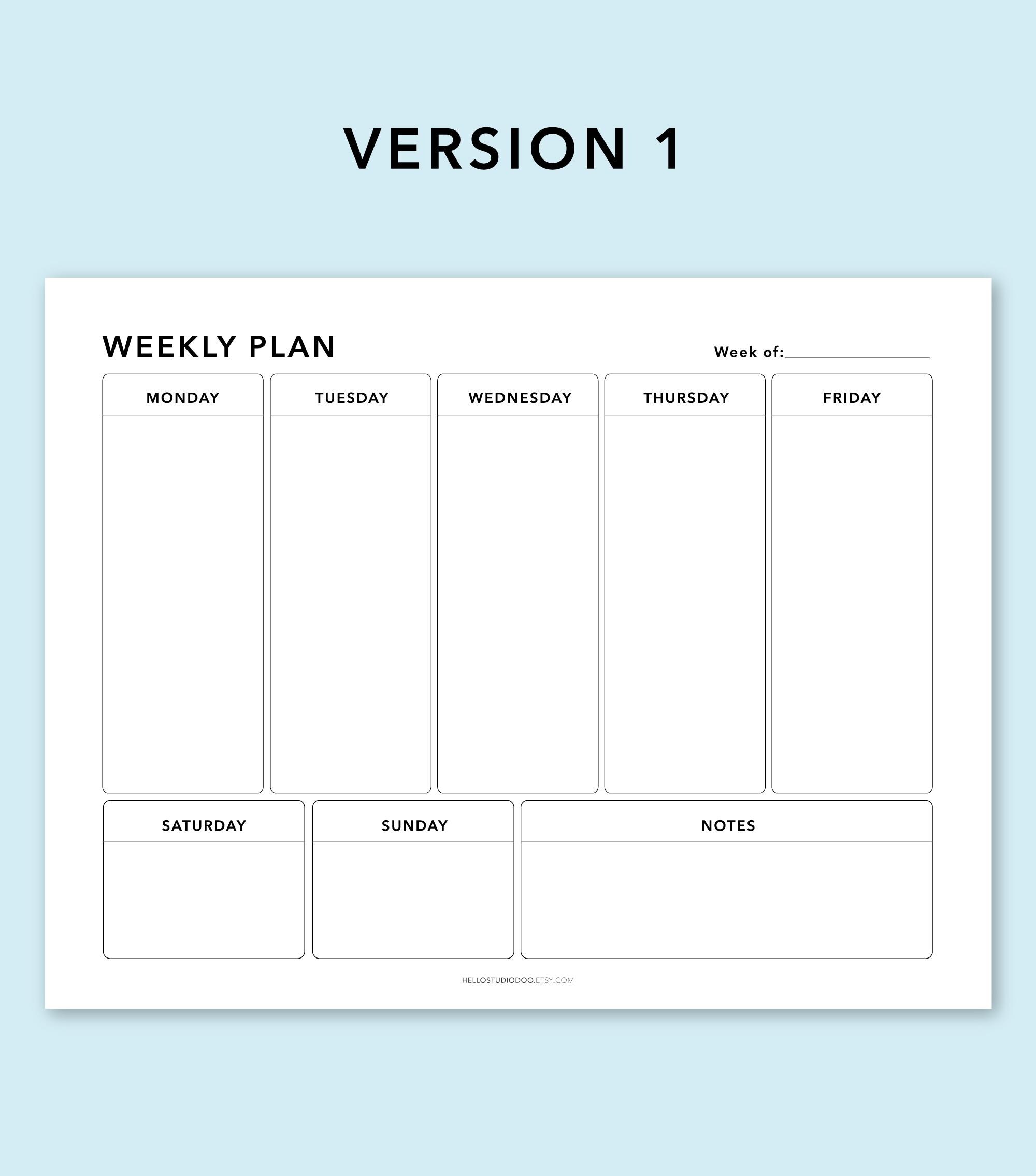 Weekly Template Form Printable Weekly Planner Template, Weekly Schedule, to Do List ...