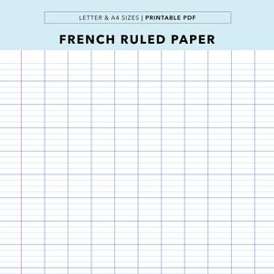 印刷可能なフランス語罫線紙 | 12mmグリッド付き筆記体練習シート | ホームスクール、カリグラフィー、ディスレクシア支援