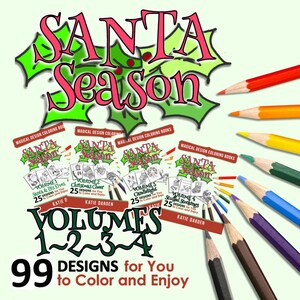 All 4 Volumes Santa Season Christmas Coloring Books 99 Mandalas, Patterns & Drawings to Color and Enjoy Magical Design Coloring Books image 2