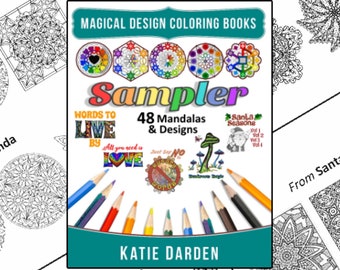 Sampler with images from 14 Adult Coloring Books - 48 Mandalas & Designs to Color and Enjoy - Magical Design Coloring Books