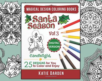 Christmas Coloring Book with Candles - 25 Mandalas, Patterns & Drawings to Color and Enjoy -Magical Design Coloring Books