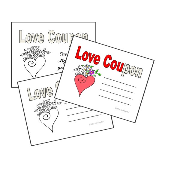 Love Coupons Print Color Your Own Valentine Or Anniversary Etsy