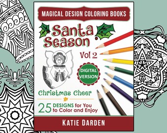 Christmas Cheer Coloring Book w/ Angel, Unicorns, Ornaments - 25 Mandalas, Patterns, Cartoons to Color & Enjoy-Magical Design Coloring Books