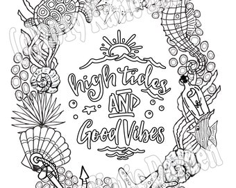 High Tides & Good Vibes! Summer Fun Coloring Page