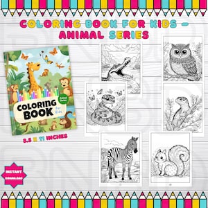 22 Animal Themed Coloring Book, Kids Coloring Book, Printable Coloring Pages, Coloring Book Covers, Homeschool Coloring Pages, Educational