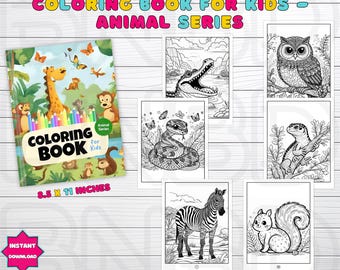 22 Animal Themed Coloring Book, Kids Coloring Book, Printable Coloring Pages, Coloring Book Covers, Homeschool Coloring Pages, Educational