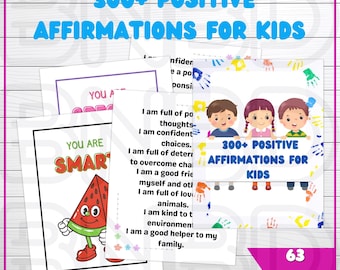 63 300+ Afirmações Positivas para Crianças, Afirmações Diárias, Arte de Parede de Afirmações, Imprimíveis Inspiracionais e Motivacionais, Crescimento Pessoal