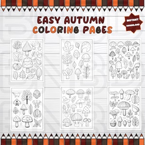 55 Easy Autumn Coloring Pages, Fall Collage Coloring Pages, Kawaii Coloring, Fall Decor Coloring, Autumn Art, Cozy Coloring Pages, All Ages