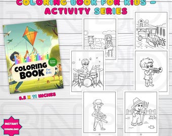 Libro para colorear con 22 actividades sobre carreras profesionales, para niños, imprimible, portadas para colorear, para la educación en casa